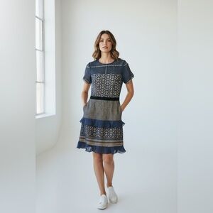 Chelsea28 Blue and Gold Mini Dress